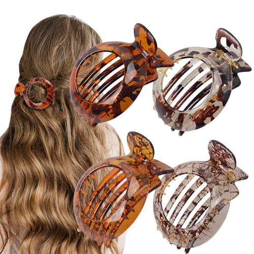 Flache Haarklammern, ergonomisch, gebogen, für dicke, dünne, lockige Haare, gebogene Design-Clips zum Liegen, Fahren, Haar-Zubehör mit starkem Halt, für Frauen und Mädchen, 4 Stück von GiftGem