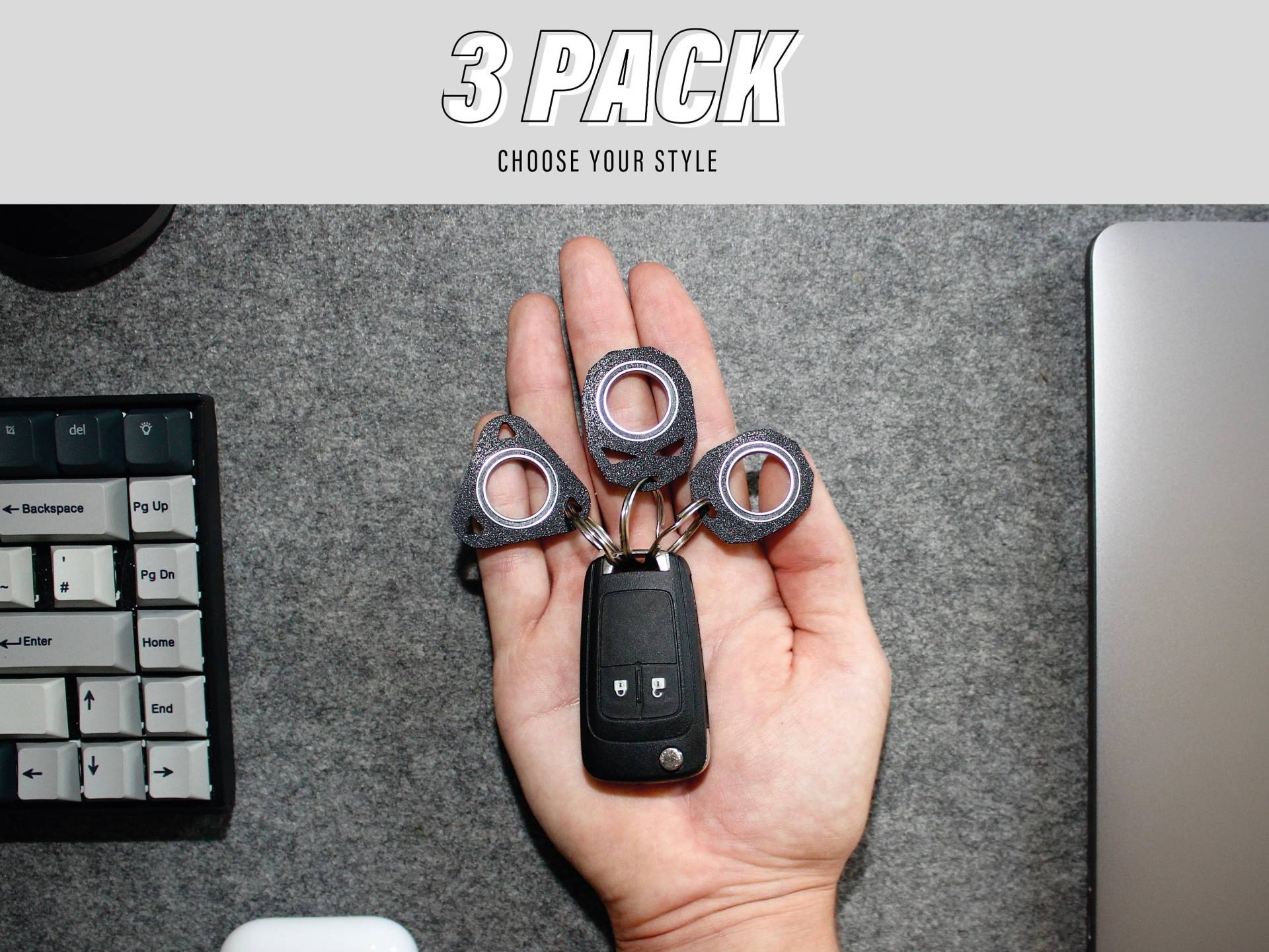 Spinly Fidget Keychains -3 Pack- Key Spinner For Cool Moves - Karambit Style Keychain Schlüsselanhänger von GiftGlobe
