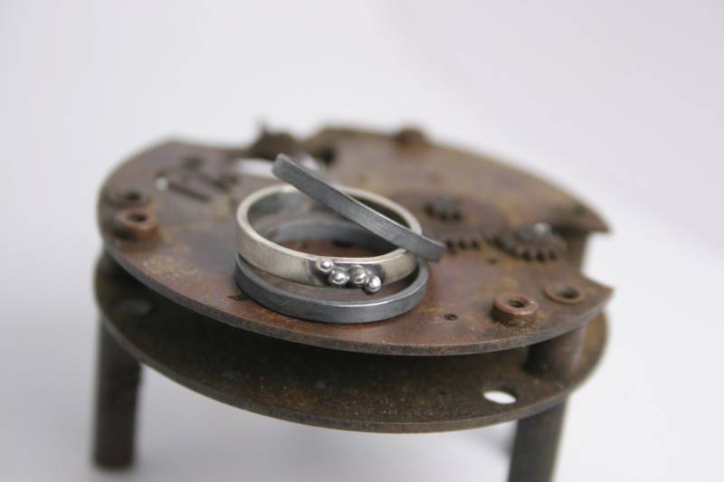 Modernes Sterling Silber Stapelring Set von GiftHorst