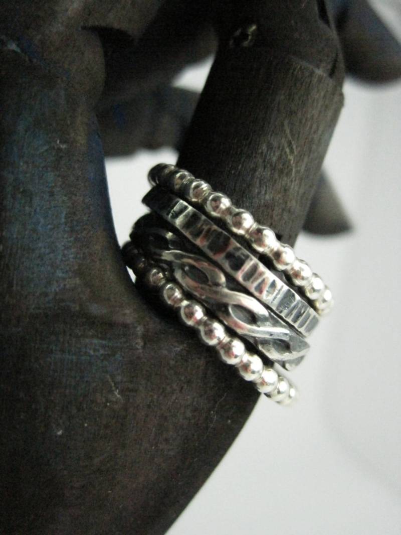 Sterling Silber Stapeln Ring Hochzeit Eingestellt von GiftHorst