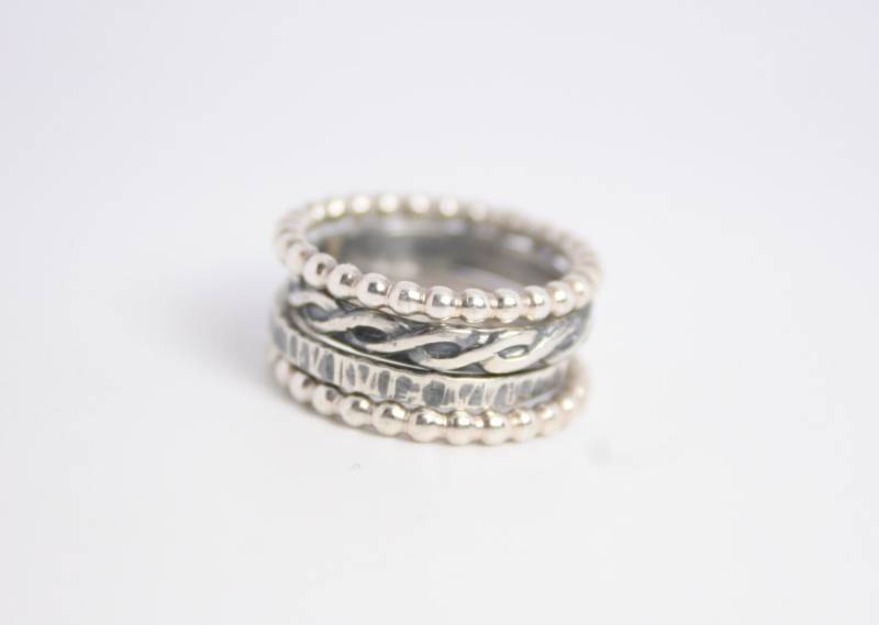 Sterling Silber Stapeln Ring Hochzeit Eingestellt von GiftHorst