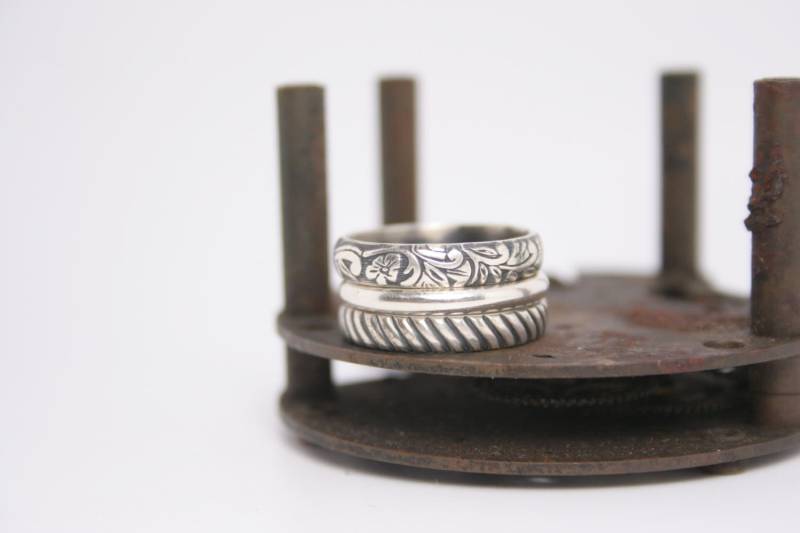 Sterling Silber Stapeln Ring Hochzeit Eingestellt von GiftHorst
