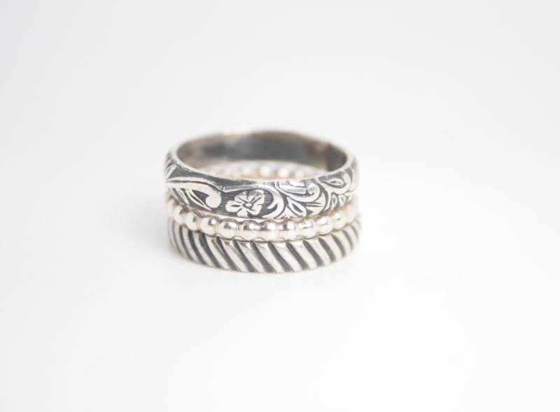 Sterling Silber Stapeln Ring Hochzeit Eingestellt von GiftHorst