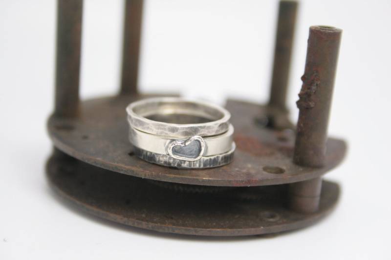 sterling Silber Herz Ring Set von GiftHorst