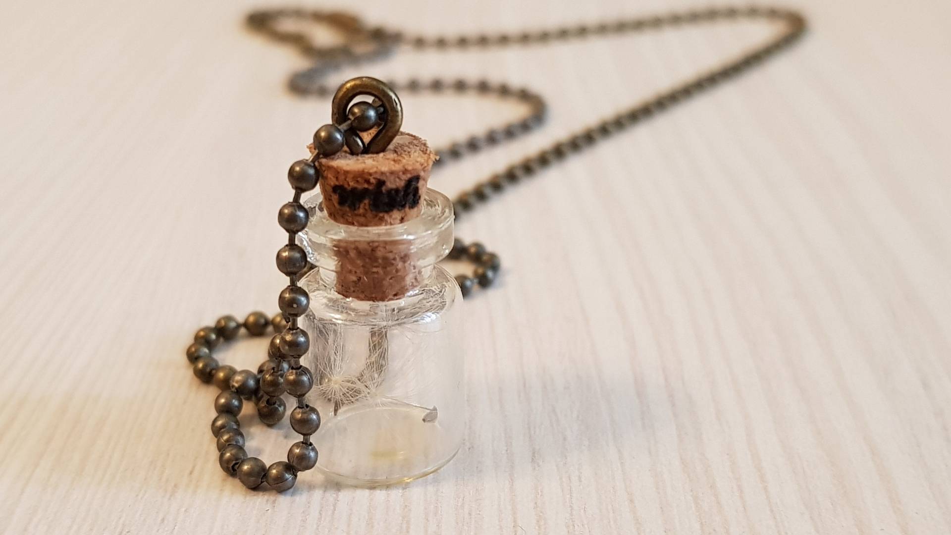 Löwenzahn Flaum, Glas Flasche Anhänger, Halskette, Wunschgeschenk, Geschenk Für Ihn, Sie, Hochzeitsgeschenk, Flaum in Der Flasche, Fluff von GiftIdeaBoutique