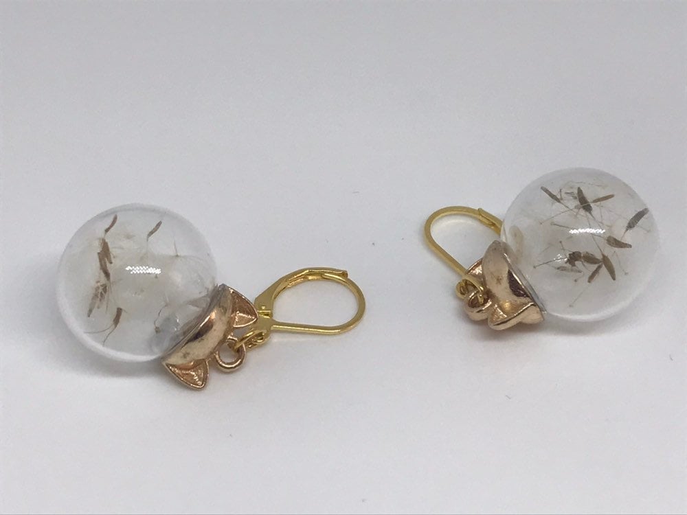 Löwenzahn-Flaum, Glasflasche Ohrring, Flaschenofen, Wunschgeschenk, Geschenk Für Sie, Partygeschenk, Fluff-Ohrring, Dangle Hook Ohrringe, Wish von GiftIdeaBoutique
