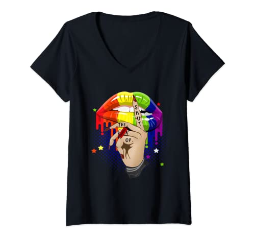 Damen Gay Pride Love is Love Shut The Fuck up Mouth T-Shirt mit V-Ausschnitt Damen Gay Pride Love is Love Shut The Fuck up Mouth T-Shirt mit V-Ausschnitt von GiftLove Store