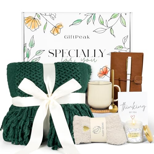 Geschenke für Frauen, Gute Besserung, Geschenke für Frauen, Trauer-Geschenkkörbe, Thinking of You Pflegepaket, Selbstpflege-Paket, After Surgery Feel Better Blanket (Grün) von GiftPeak