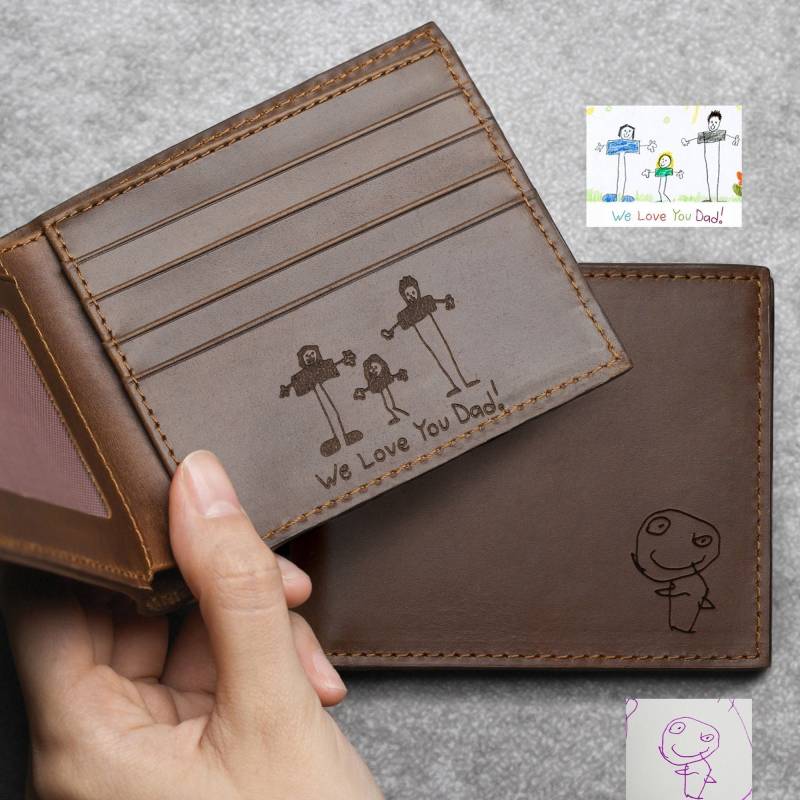 Benutzerdefinierte Brieftasche Für Papa, Weihnachtsgeschenk Herren, Papa Handgeschriebene Brieftasche, Personalisiertes Vatergeschenk Von Kindern von GiftStable