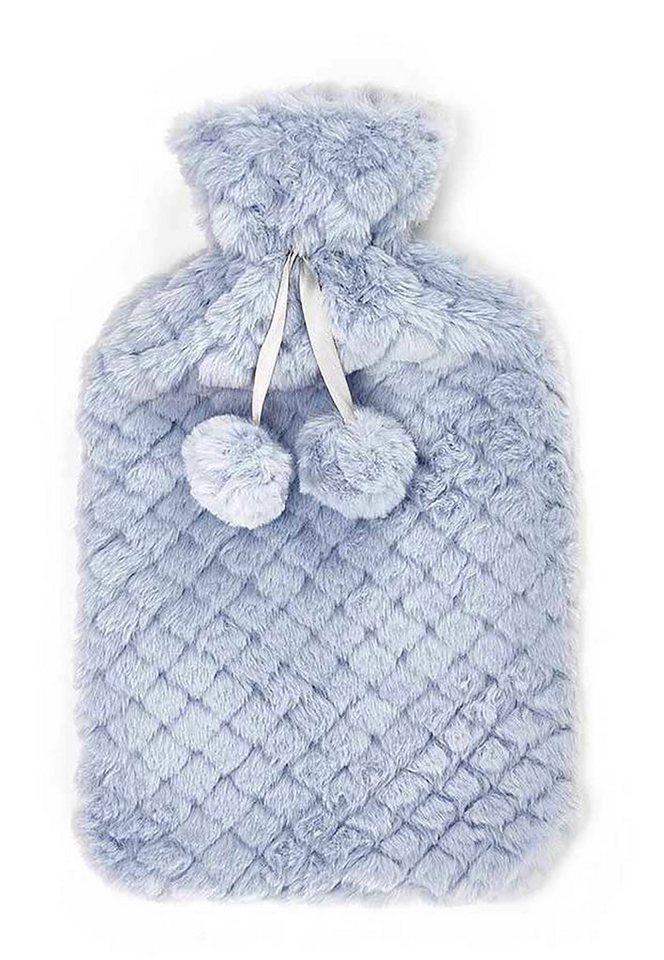 Giftdecor Wärmflasche WÄRMFLASCHE 1,8L Gummi mit Bezug kuschliger Bettflasche (Blau-Grau-18), Wärme Flasche Wärmekissen Wärmetherapie Wärmflaschen von Giftdecor