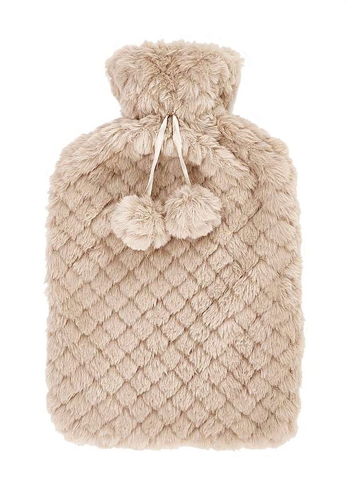 Giftdecor Wärmflasche WÄRMFLASCHE 1,8L aus Gummi mit Bezug kuschliger Bettflasche (Beige-25), Wärme Flasche Wärmekissen Wärmetherapie Wärmflaschen von Giftdecor