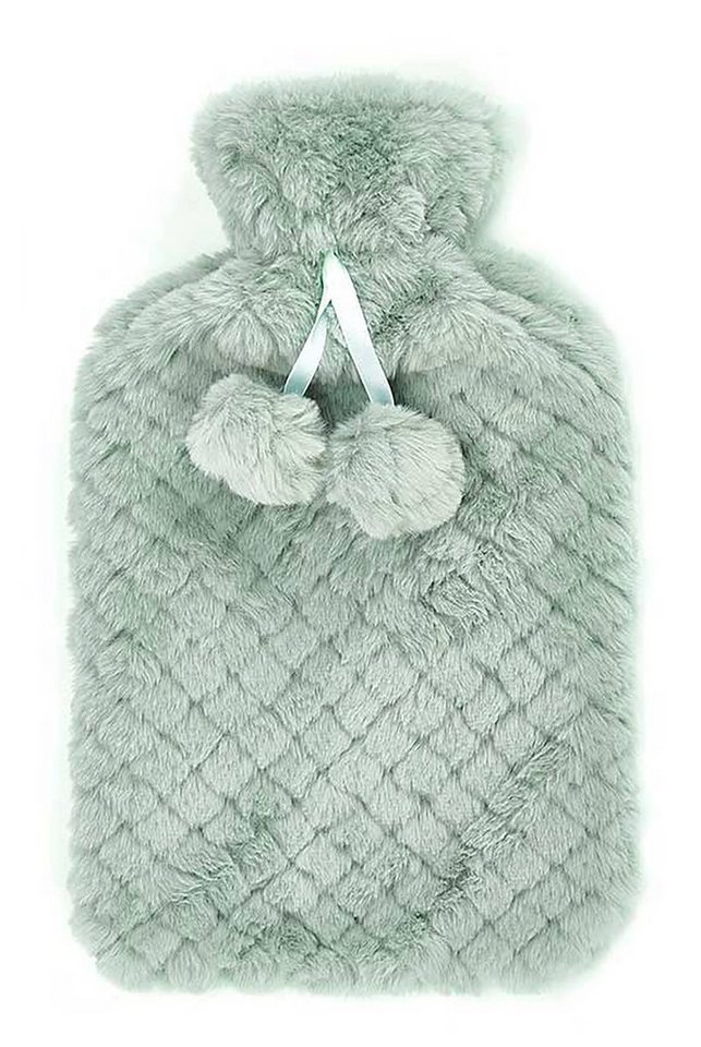 Giftdecor Wärmflasche WÄRMFLASCHE 1,8L aus Gummi mit Bezug kuschliger Bettflasche (Grün-49), Wärme Flasche Wärmekissen Wärmetherapie Wärmflaschen von Giftdecor