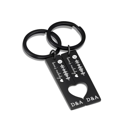 Personalisierte Schlüsselanhänger Herz Musik Scan Spotify Code Schlüsselbund Schlüsselanhänger mit gravur personalisiert für Damen Männer Liebe Paar Geschenk Jahrestag Valentinstag (A-Schwarz) von Giftider
