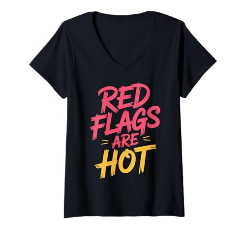 Damen Red Flags Are Hot Giftige Beziehungswarnung Liebe |- T-Shirt mit V-Ausschnitt Damen Red Flags Are Hot Giftige Beziehungswarnung Liebe |- T-Shirt mit V-Ausschnitt von Giftige Dating -Humor -Liebeswarnung