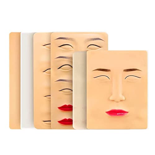 Giftik 5-teiliges 3D-Make-up-Übungs-Gesichtsbrett-Set, Silikon, realistisches Gesichts-/Augen-Make-up-Modell, Lidschatten, Eyeliner, Augenbrauen, Wimpern, Mappin, Übung für Make-up-Anfänger von Giftik