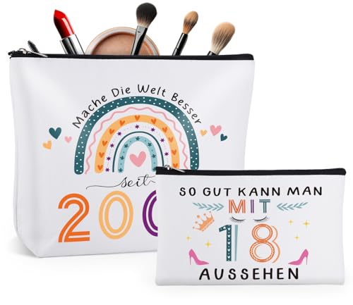 Giftota 18.Geburtstag Mädchen Geschenk, Lustiges Geschenke zum 18 Geburtstag Mädchen Make-Up-Tasche, 2 Stück wasserdichte Kosmetiktasche von Giftota