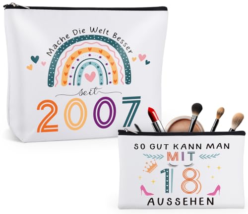 Giftota 2025 Originelle Geschenke zum 18. Geburtstag Mädchen, 2 Stück Kulturbeutel Wasserdichte Kosmetiktasche für Mädchen zum 18. Geburtstag, Make-Up-Tasche von Giftota
