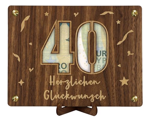 Giftota Geschenke zum 40. Geburtstag, Geldgeschenk Geburtstag 40, Geldgeschenke Holz mit Verpackung Grußkarten von Giftota