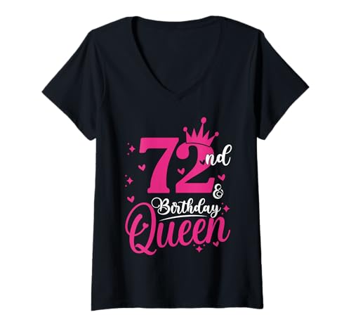 Damen 72. Geburtstag Königin, 72 Geburtstag Mädchen T-Shirt mit V-Ausschnitt Damen 72. Geburtstag Königin, 72 Geburtstag Mädchen T-Shirt mit V-Ausschnitt von Gifts 72nd Birthday Queen, 72 Birthday Girl