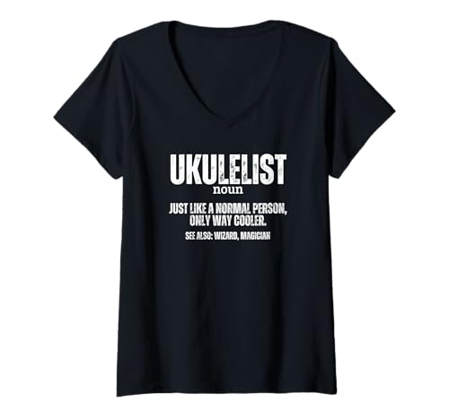 Damen Ukulelist Definition Ukulele Proud Funny Ukulele Player T-Shirt mit V-Ausschnitt Damen Ukulelist Definition Ukulele Proud Funny Ukulele Player T-Shirt mit V-Ausschnitt von Gifts For Baritone Ukulele Players