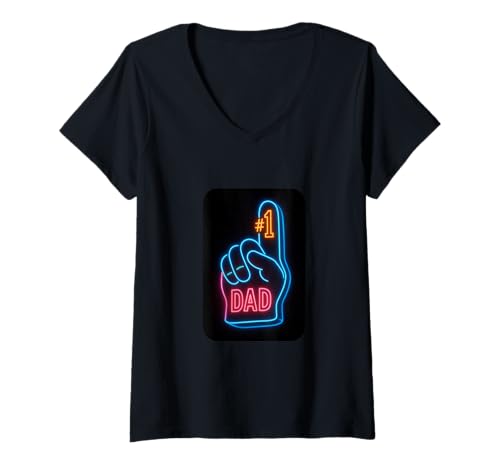 Damen Number One #1 Dad Fingerhandschuh aus Schaumstoff T-Shirt mit V-Ausschnitt Damen Number One #1 Dad Fingerhandschuh aus Schaumstoff T-Shirt mit V-Ausschnitt von Gifts For Best Dads