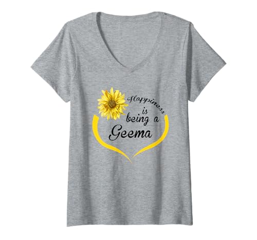 Damen Geema-Geschenk: Glück ist, EIN Geema zu Sein T-Shirt mit V-Ausschnitt von Gifts For Geema