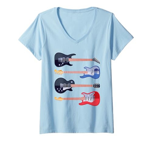 Damen Gitarre, Retro-Stil, Geschenke für Gitarristen T-Shirt mit V-Ausschnitt von Gifts For Guitarist Fanny