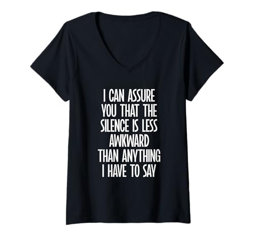 Damen Funny Introvert Social Anxiety Sarkastic Peinliche Stille T-Shirt mit V-Ausschnitt von Gifts For Introverts