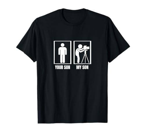 Fotografieren Dein Sohn Mein Sohn Papa Mama Lustiger Fotograf T-Shirt von Gifts For Photography Enthusiast