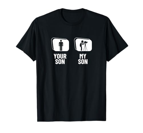 Fotografieren Dein Sohn Mein Sohn Papa Mama Lustiger Fotograf T-Shirt von Gifts For Photography Enthusiast