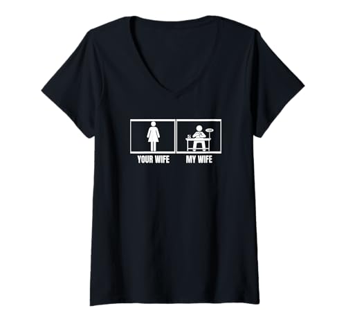 Damen Speed Cuber Deine Frau Meine Frau Ehemann Lustiges Speed Cubing T-Shirt mit V-Ausschnitt von Gifts For Speedcubing Lovers