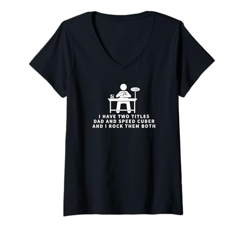 Damen Speed Cuber and Dad Proud Men Lustiges Speed Cubing T-Shirt mit V-Ausschnitt von Gifts For Speedcubing Lovers