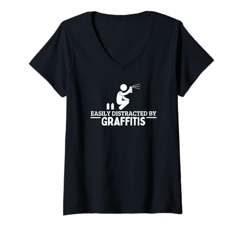 Damen Leicht abgelenkt durch Graffitis-Sprüher T-Shirt mit V-Ausschnitt Damen Leicht abgelenkt durch Graffitis-Sprüher T-Shirt mit V-Ausschnitt von Gifts For Sprayer And Graffiti Artists