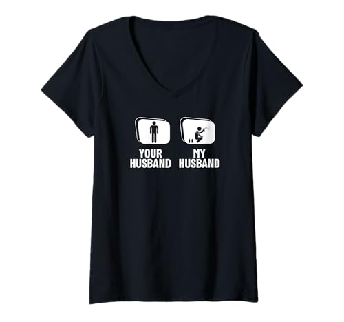 Damen Lustiger Sprayer für Graffiti-Künstler „Your Husband My Husband Wife“ T-Shirt mit V-Ausschnitt Damen Lustiger Sprayer für Graffiti-Künstler „Your Husband My Husband Wife“ T-Shirt mit V-Ausschnitt von Gifts For Sprayer And Graffiti Artists