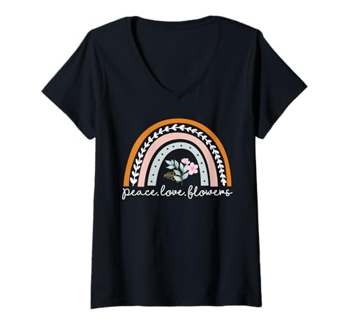 Damen Friede Liebe Blumen Florist T-Shirt mit V-Ausschnitt Damen Friede Liebe Blumen Florist T-Shirt mit V-Ausschnitt von Gifts Gardener and Hobby Gardener