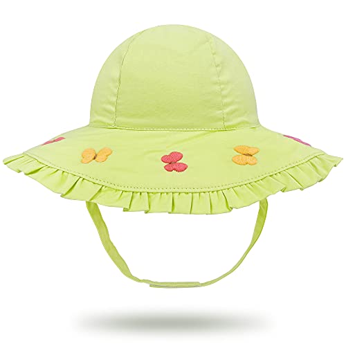 Baby Sonnenhut Mädchen Schirmmütze Kinder Hüte Flapper UV Schutz Caps Faltbarer Eimer Hut Weiche Baumwolle Strand Hüte Hut des Breiten Krempe Fischers Leuchtendes Grün,46 cm von Gifts Treat