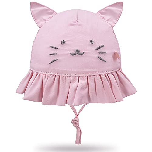 Baby Sonnenhut Mädchen Schirmmütze Kinder Hüte Flapper UV Schutz Caps Faltbarer Eimer Hut Weiche Baumwolle Strand Hüte Hut des Breiten Krempe Fischers Pinke Katze,48cm von Gifts Treat