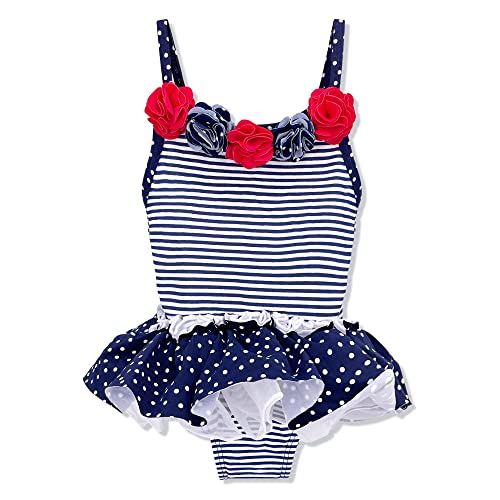 Badeanzug Mädchen Sommer Schwimmen Einteiler Bikini Sport Bademode Mädchen Hawaiian Schwimmanzug UV Schutz Blickdicht Chlorresistent Anti Pilling mit, Blau 4T,3-4 Jahre von Gifts Treat