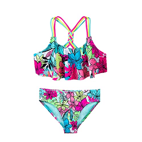 Mädchen Badeanzug Bikini Sommer Schwimmen Sport Bademode Mädchen Hawaii Badeanzug UV-Schutz undurchsichtig Chlor resistent Anti Pilling, grün, 6-6X, 6-7 Jahre von Gifts Treat