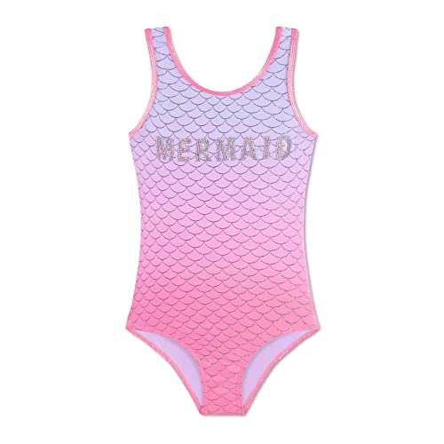 Badeanzug Mädchen Sommer Schwimmen Einteiler Bikini Sport Bademode Mädchen Hawaiian Schwimmanzug UV Schutz Blickdicht Chlorresistent Anti Pilling mit, Rosa 7T,7 Jahre von Gifts Treat