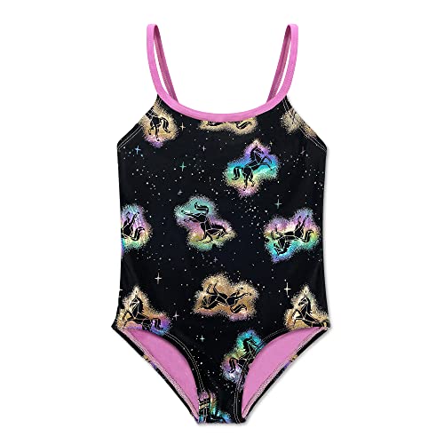Badeanzug Mädchen Sommer Schwimmen Einteiler Bikini Sport Bademode Mädchen Hawaiian Schwimmanzug UV Schutz Blickdicht Chlorresistent Anti Pilling mit, Schwarz 4T,3-4 Jahre von Gifts Treat