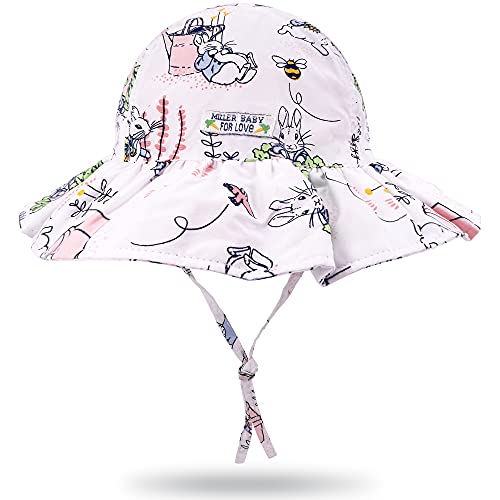 Baby Sonnenhut Mädchen Schirmmütze Kinder Hüte Flapper UV Schutz Caps Faltbarer Eimer Hut Weiche Baumwolle Strand Hüte Hut des Breiten Krempe Fischers Alice Kaninchen,48 cm/6-12 Monate von Gifts Treat