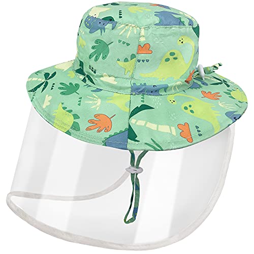 Baby Sonnenhut Mädchen Schirmmütze Kinder Hüte Flapper UV Schutz Caps Faltbarer Eimer Hut Weiche Baumwolle Strand Hüte Hut des Breiten Krempe Fischers Dino,54 cm von Gifts Treat