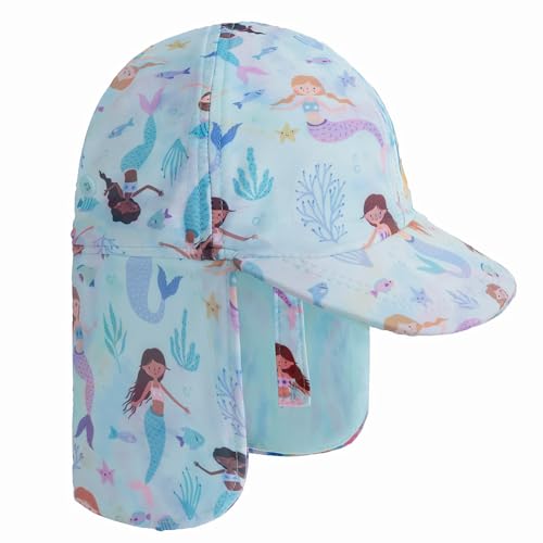 Gifts Treat Baby Strandmütze Kinder Legionärsmütze, UPF 50+ Sonnenschutz, Meerjungfrau Sonnenhut mit Nackenschutz, Grün, 6-8 Jahre von Gifts Treat