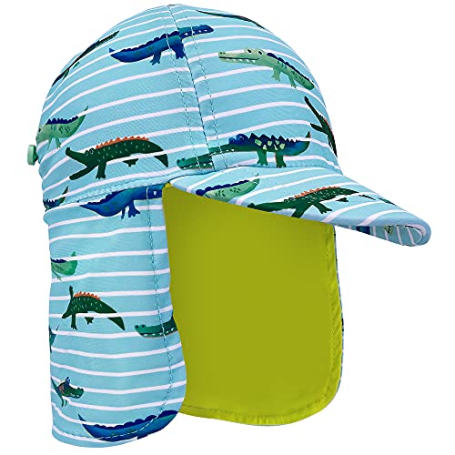 Gifts Treat Kids Legionnaires Hat, UPF 50+ Sun Protection Swim Cap Flap Hat in Crocodile Pattern for Kids, Quick Drying Boys Sun Hat with Neck Protection for Beach Seaside Pool, Crocodile, 6M-1 Year von Gifts Treat