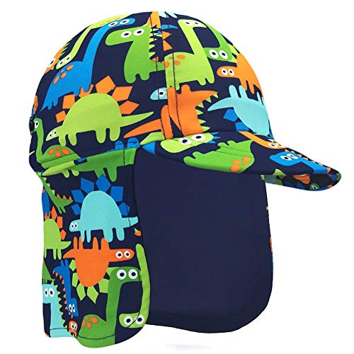 Gifts Treat Kinder Legionäre Hut, UPF 50+ Sonnenschutz Schwimmkappe Flap Hat im Dinosaurier-Muster für Kinder, Jungen Sonnenhut mit Nackenschutz Grün, 4-6 Jahre von Gifts Treat