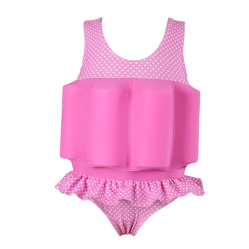 Gifts Treat Mädchen Schwimmanzug Baby Mädchen Sonnenschutz Schwimmende Badebekleidung mit einstellbarem Auftrieb UPF 50+ (Rosa Punkt, L) von Gifts Treat