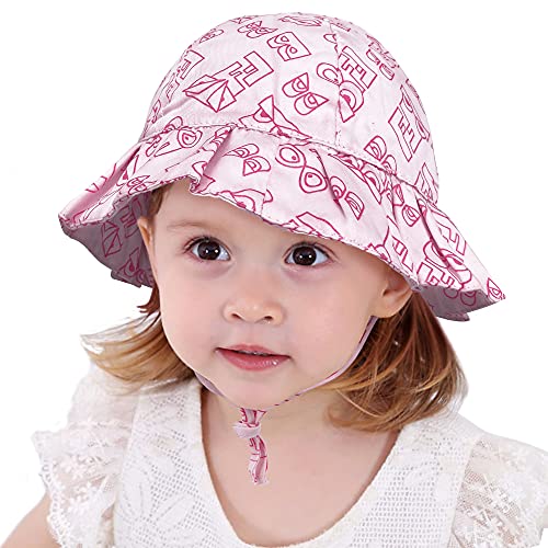 Baby Sonnenhut Mädchen Schirmmütze Kinder Hüte Flapper UV Schutz Caps Faltbarer Eimer Hut Weiche Baumwolle Strand Hüte Hut des Breiten Krempe Fischers F,50 cm von Gifts Treat