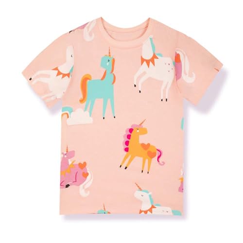 Mädchen T Shirt Kinder Shirt Baumwolle Tops Einhorn Kurzarm Mädchen Sommer Tops niedlich Cartoon Shirt, Rosa Buntes Einhorn, 4-5 Jahre Mädchen T Shirt Kinder Shirt Baumwolle Tops Einhorn Kurzarm Mädchen Sommer Tops niedlich Cartoon Shirt, Rosa Buntes Einhorn, 4-5 Jahre von Gifts Treat