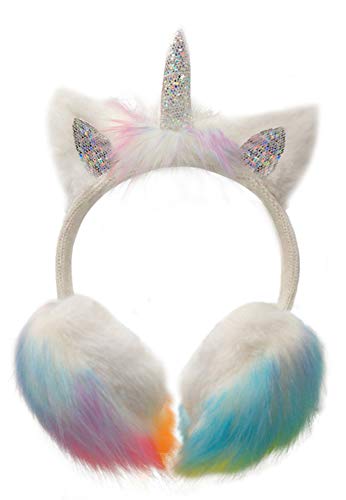 Gifts Treat Mädchen Einhorn Ohrenschützer Kinder Plüsch Winter Ohrenwärmer Outdoor Regenbogen Einstellbare Flauschige Ohrenwärmer, Plüsch Einhorn, M von Gifts Treat